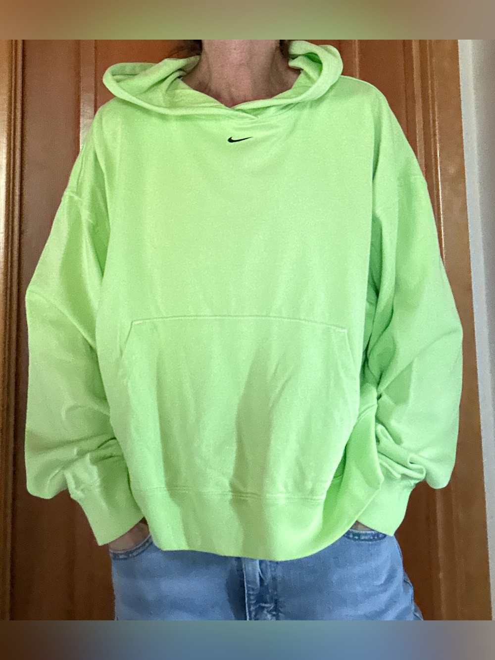 Nike Women’s Neon Lime Volt Green Crewneck Hoodie, Medium